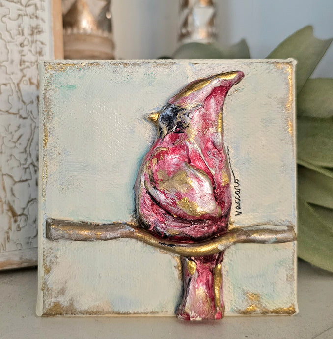 Clay Cardinal on 4x4 Canvas