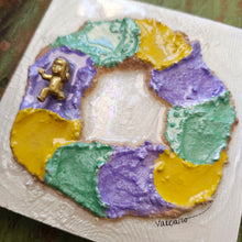 Textured King Cake on 5x5 Wooden Board