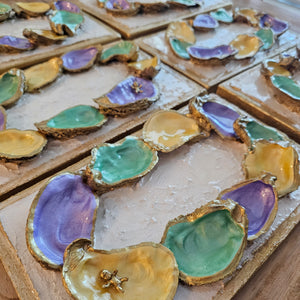 Oyster King Cake on Wooden Plaque