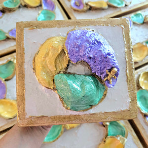 Mini Oyster King Cake on Wooden Plaque