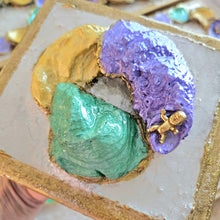 Mini Oyster King Cake on Wooden Plaque