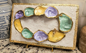 Oyster King Cake on Wooden Plaque